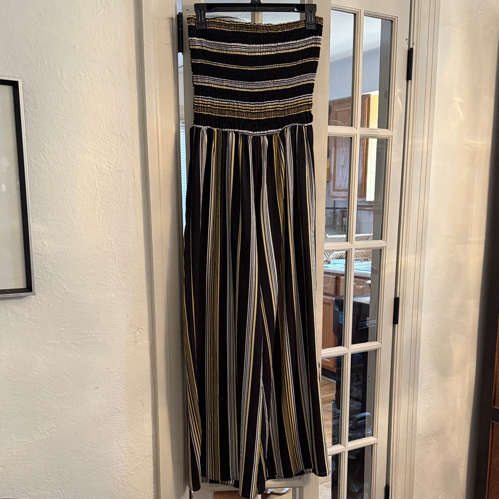 Striped Black and Gold Women's Jumpsuit
